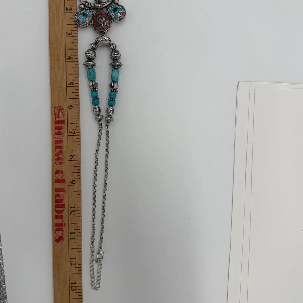 Southwestern Naja Necklace Turquoise Look Beads Aztec Pendant Boho
